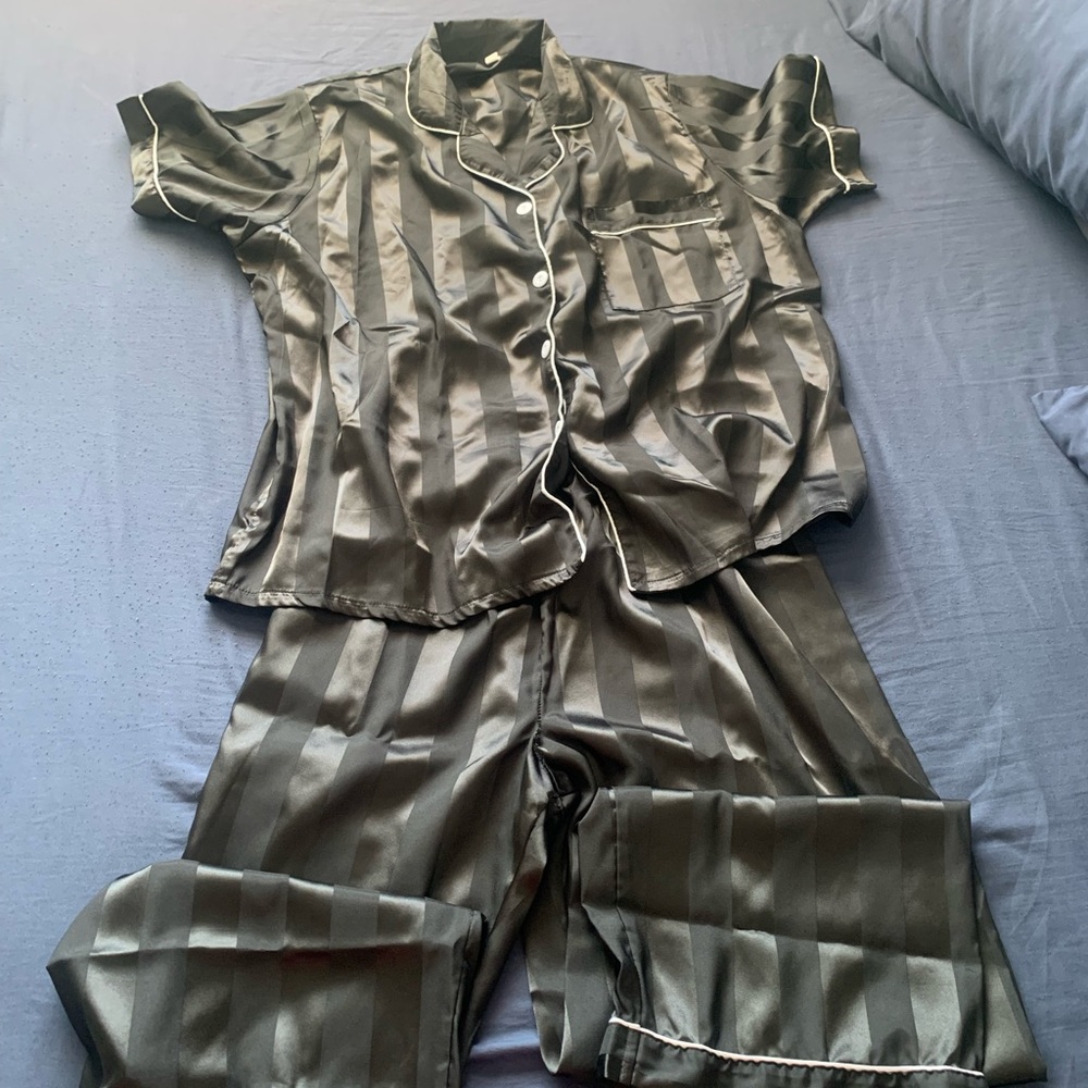Striped silk pajamas